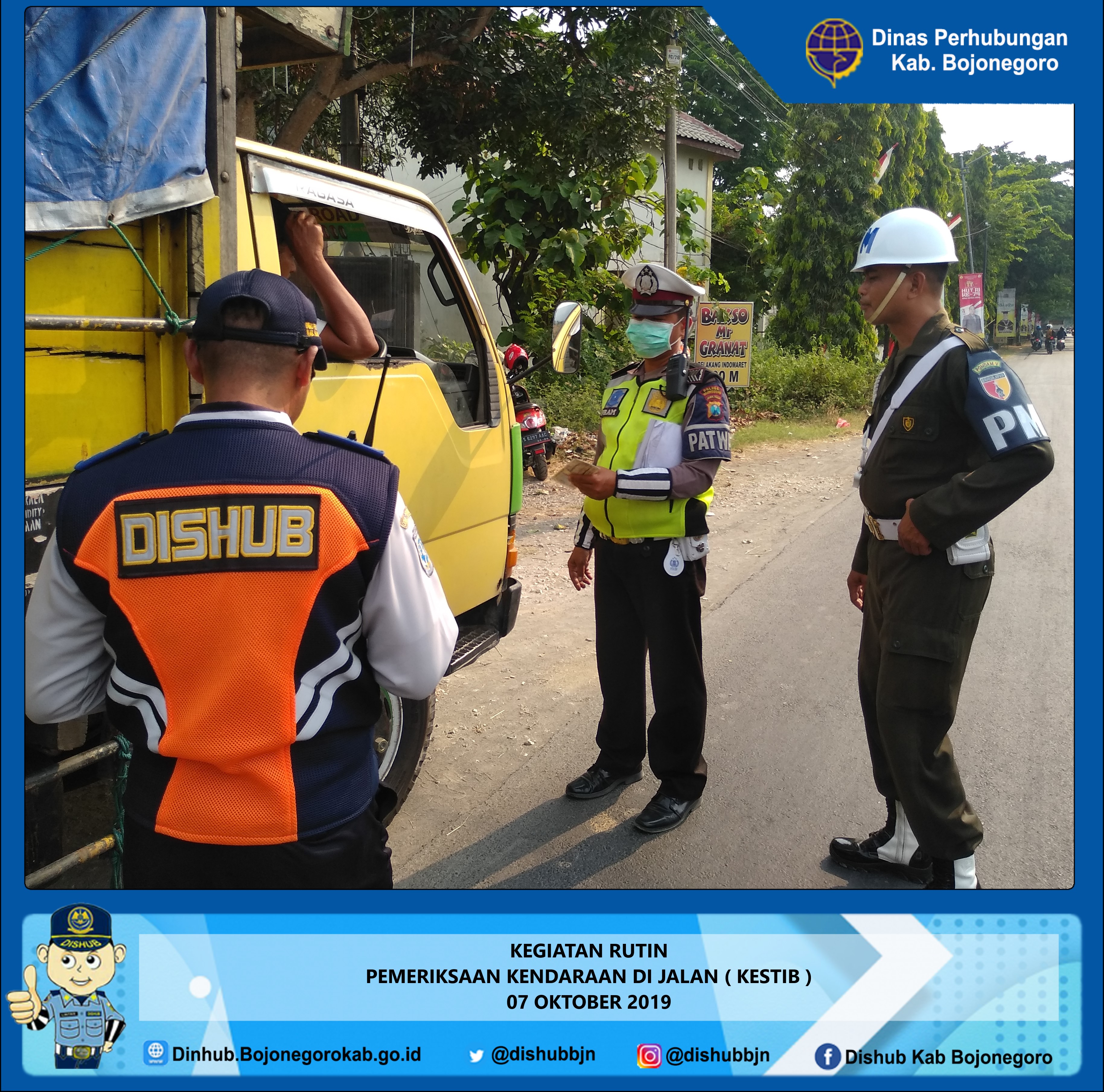 KEGIATAN RUTIN PEMERIKSAAN KENDARAAN DI JALAN ( KESTIB ) 07 OKTOBER 2019