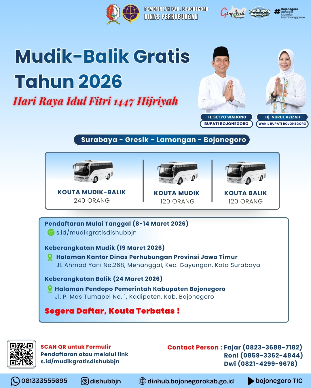 Dinas Perhubungan Bojonegoro Siapkan Program Mudik Gratis 2026