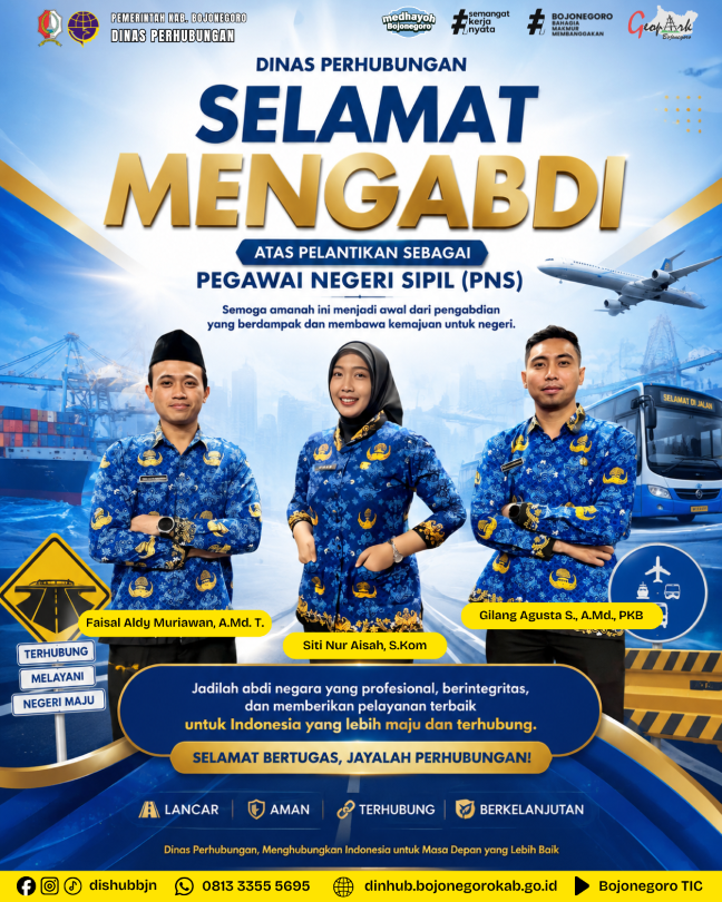 Ucapan Selamat Pelantikan Pegawai Negeri Sipil (PNS) di Dinas Perhubungan Kabupaten Bojonegoro