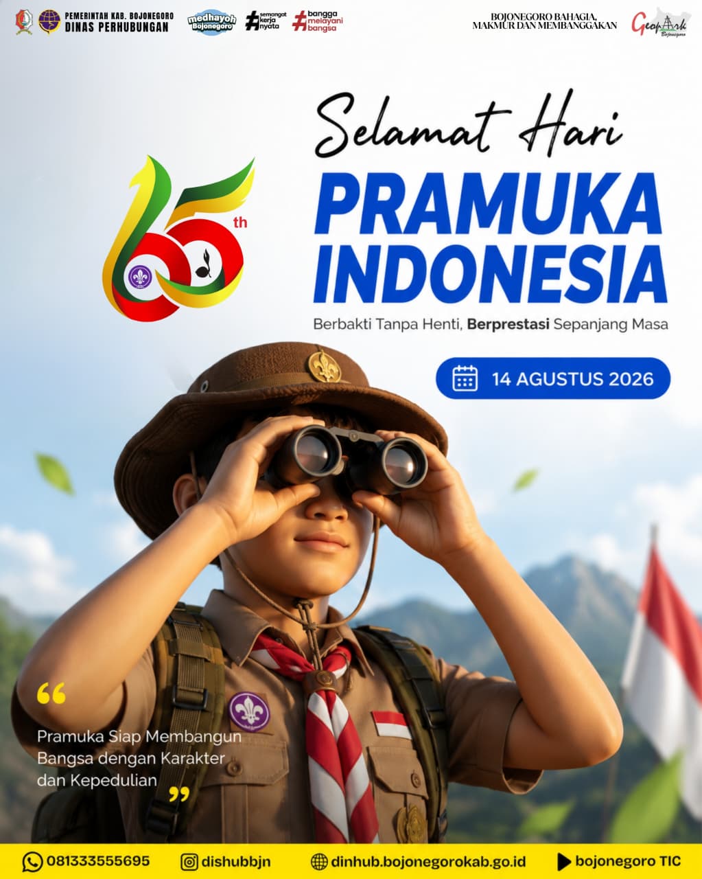 Sinergi Kedisiplinan: Dishub Bojonegoro Ucapkan Selamat Hari Pramuka ke-65