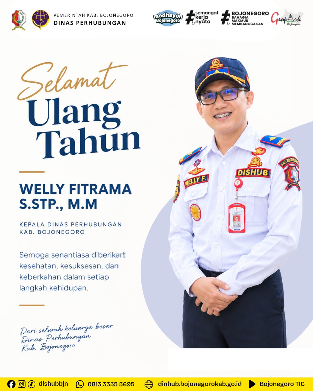 Keluarga Besar Dishub Bojonegoro Ucapkan Selamat Ulang Tahun untuk Kepala Dinas Bapak Welly Fitrama